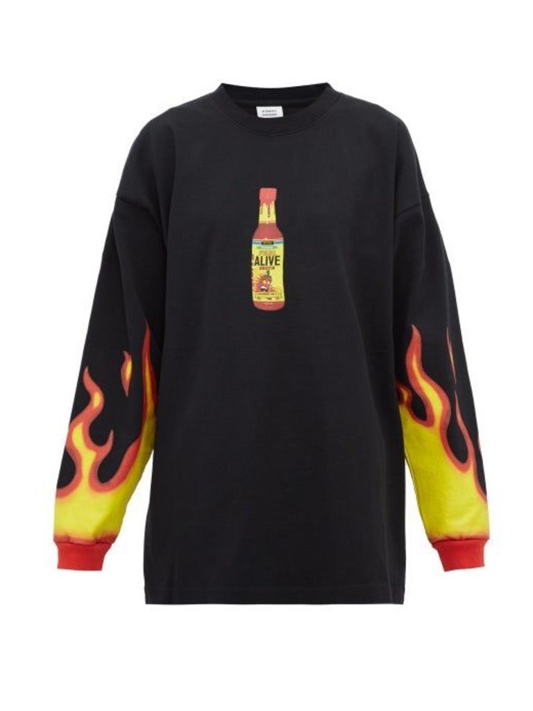 Vetements - Hot Sauce-print Cotton-jersey Sweatshirt - Womens - Black Multi