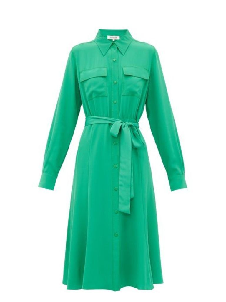 Diane Von Furstenberg - Antonette Silk-crepe Shirtdress - Womens - Green