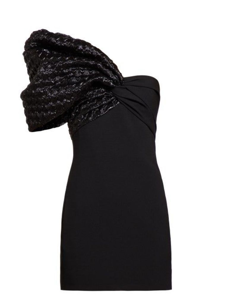 Saint Laurent - Heart-quilted One-sleeve Crepe Mini Dress - Womens - Black