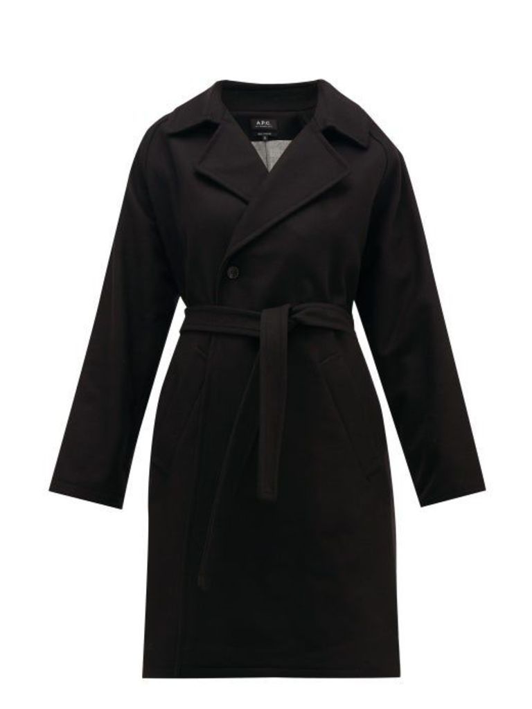 A.p.c. - Bakerstreet Belted Wool-blend Trench Coat - Womens - Black