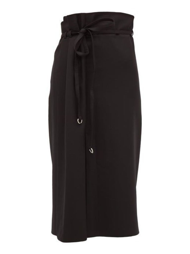 Lemaire - High-rise Belted Wool-twill Midi Skirt - Womens - Black