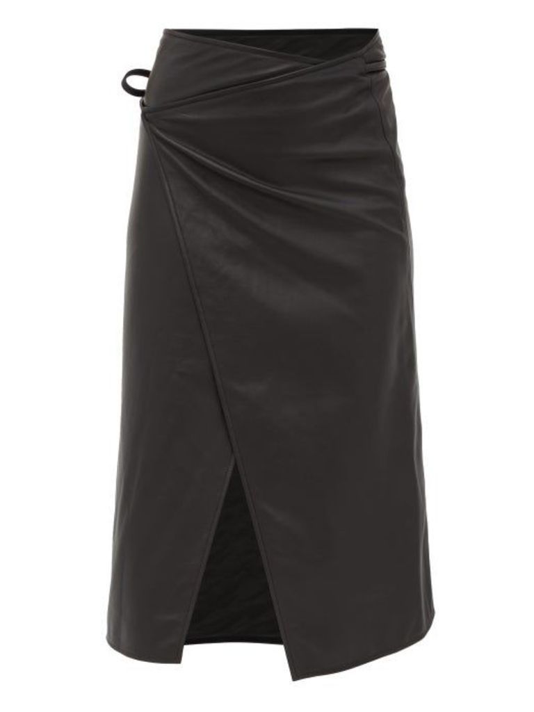 Vetements - Logo-embossed Leather Midi Wrap Skirt - Womens - Black