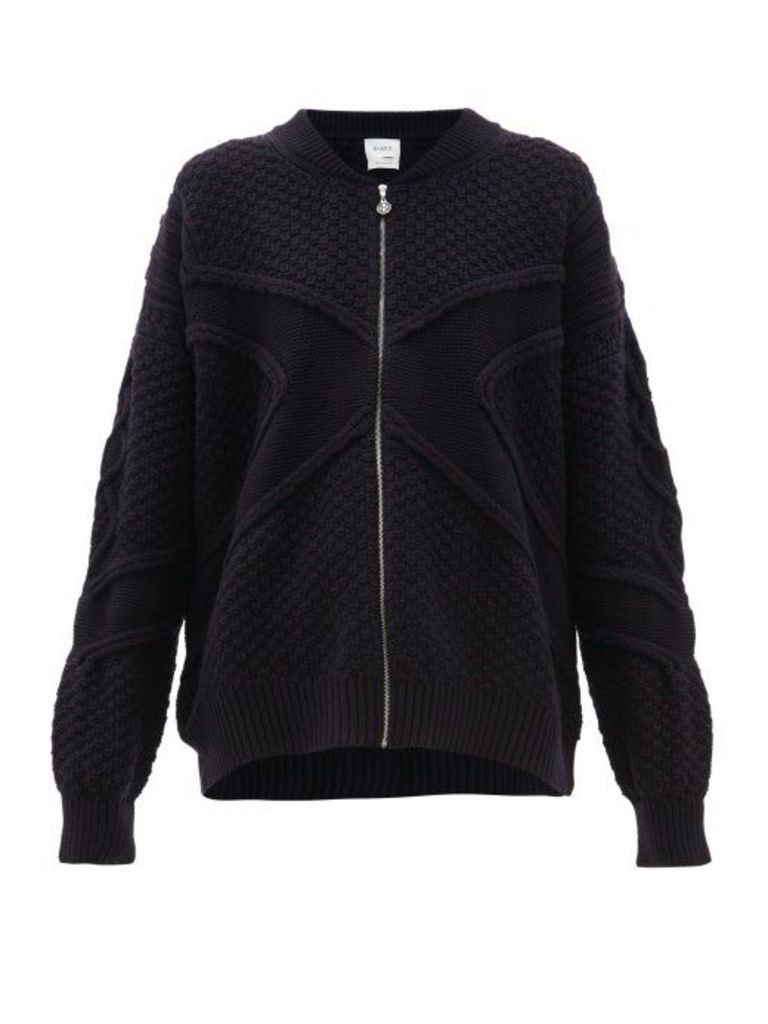 Barrie - Cross-jacquard Cashmere Zip-through Sweater - Womens - Dark Navy