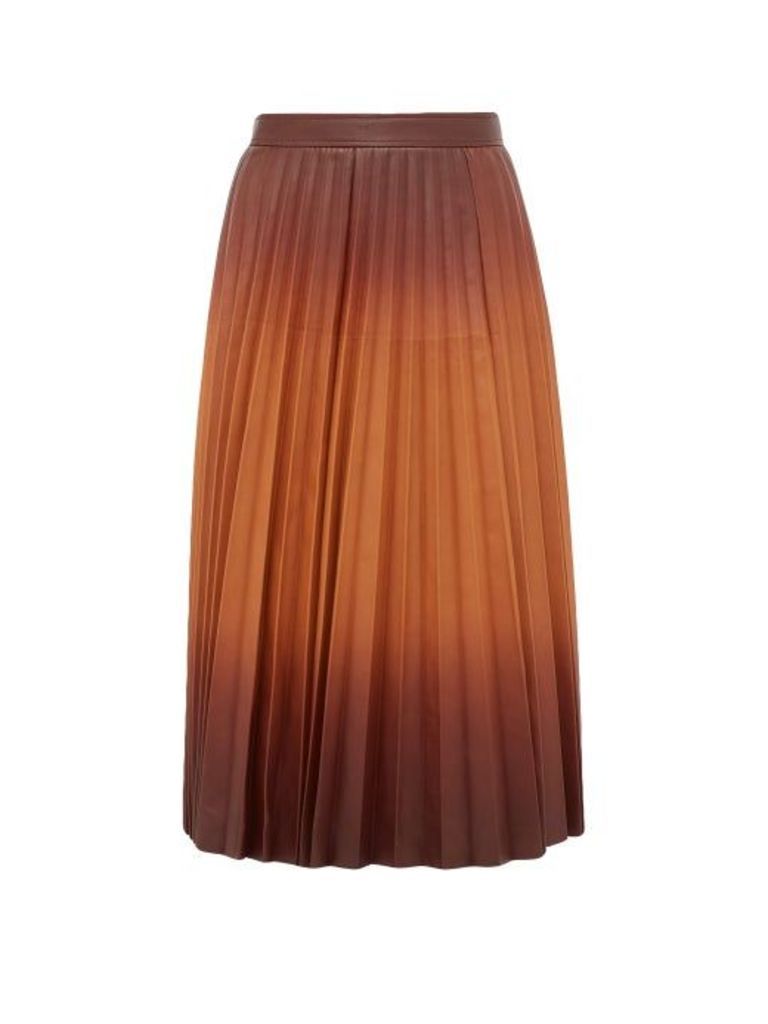 Givenchy - Degradé Pleated-leather Midi Skirt - Womens - Brown Multi