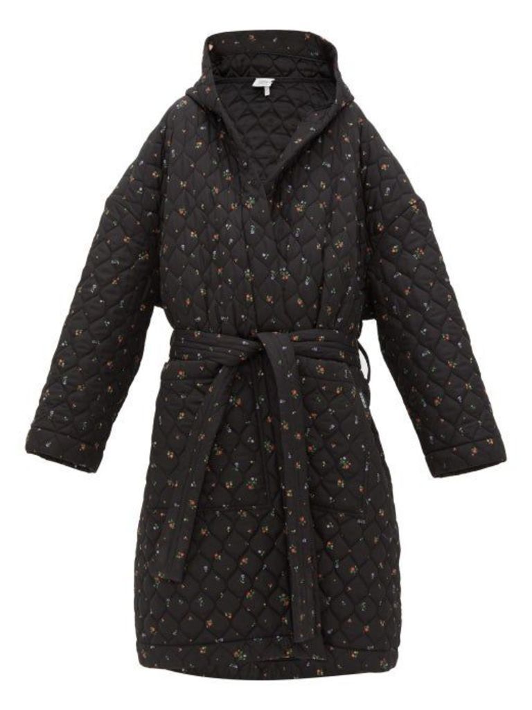Vetements - Floral-print Quilted Hooded Robe Coat - Womens - Black Multi