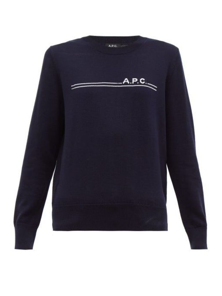 A.p.c. - Logo-jacquard Cotton-blend Sweater - Womens - Navy