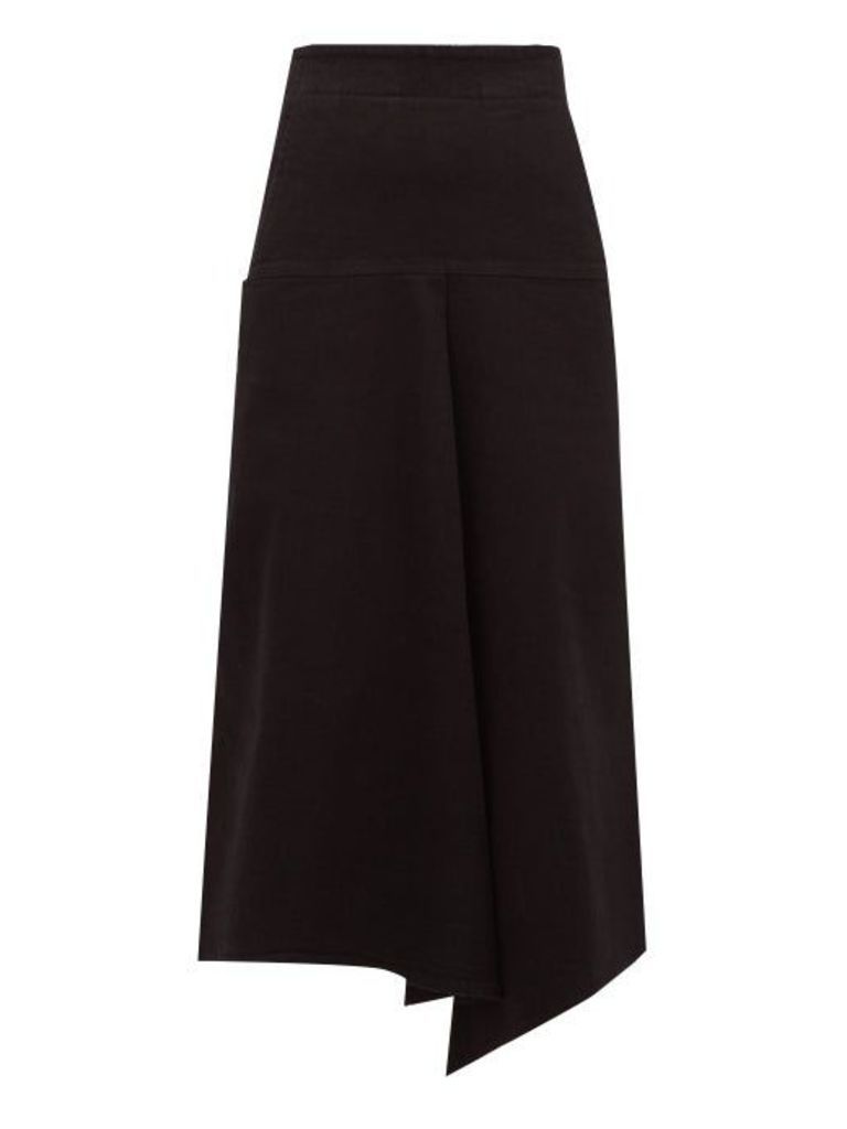 Tibi - Stretch Japanese-denim Drape Skirt - Womens - Black