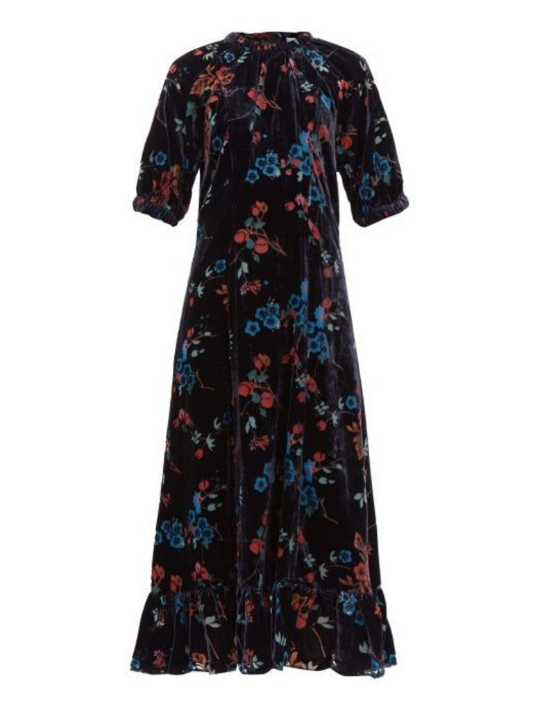 Sea - Mari Velvet Print Dress - Womens - Black Multi