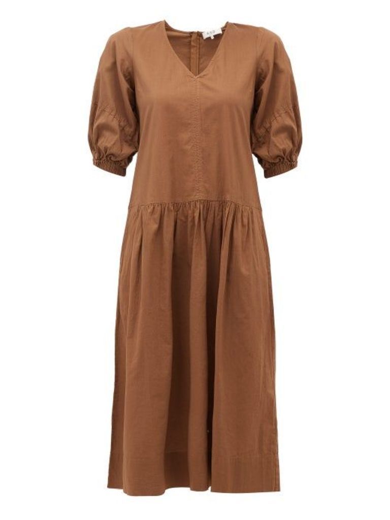 Sea - Rumi V-neck Cotton Dress - Womens - Brown