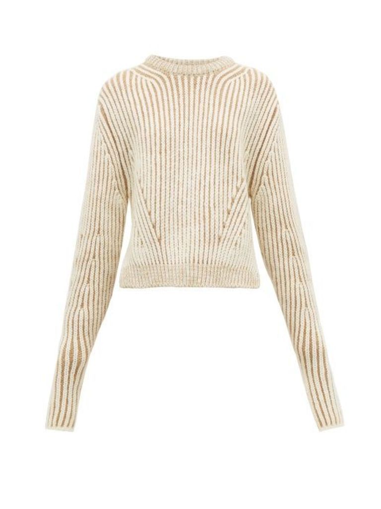Chloé - Two-tone Ribbed Wool-blend Sweater - Womens - Beige Multi