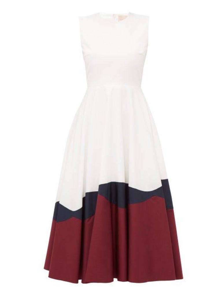 Roksanda - Alesi Panelled Cotton-poplin Midi Dress - Womens - Ivory Multi