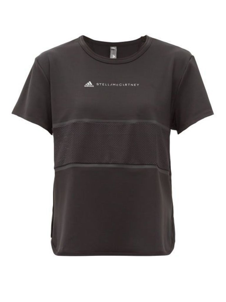 Adidas By Stella Mccartney - Run Loose Mesh-insert Stretch-jersey T-shirt - Womens - Black