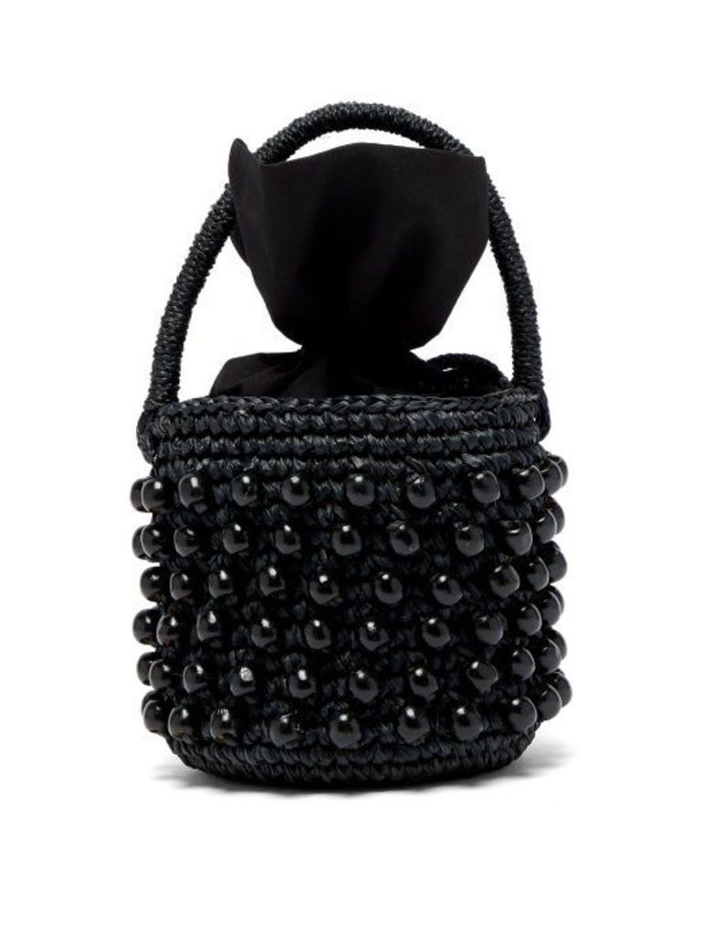 Sensi Studio - Beaded Toquilla Straw Bucket Bag - Womens - Black