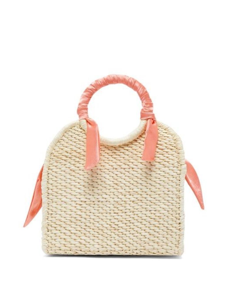 Sensi Studio - Mini Silk-trimmed Straw Basket Bag - Womens - Coral