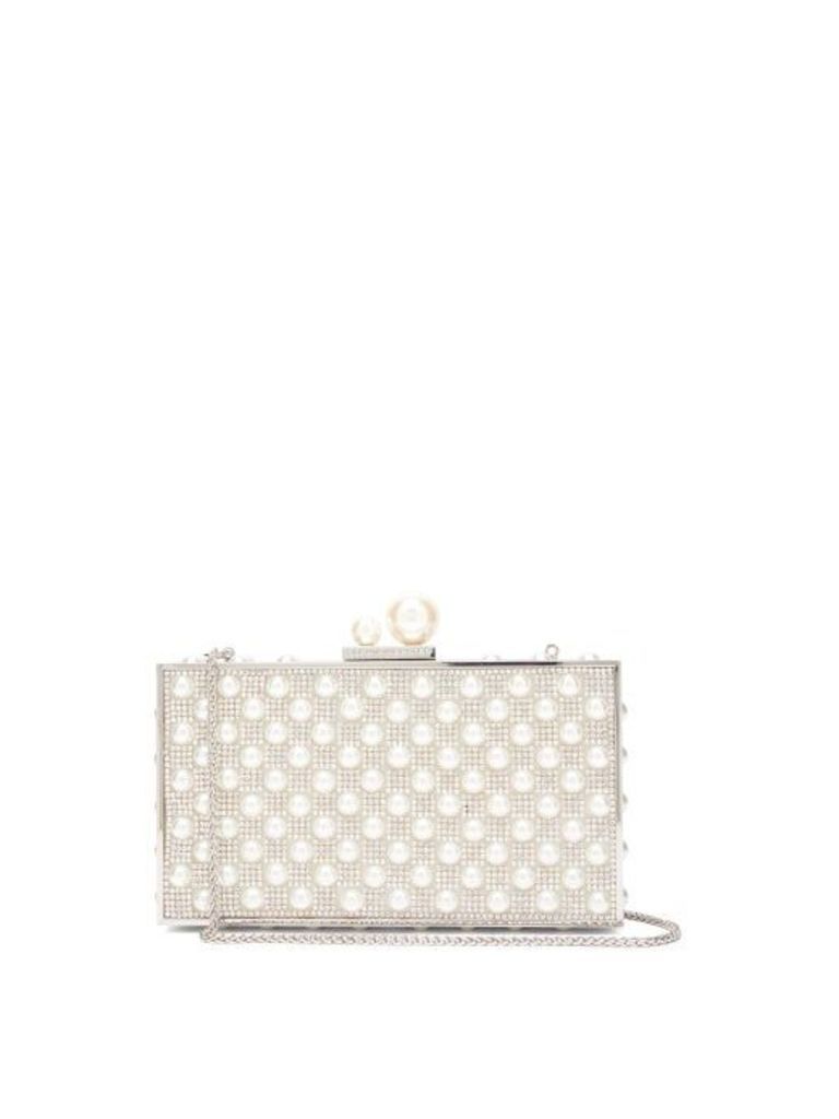 Sophia Webster - Clara Pearl And Crystal-embellished Box Clutch - Womens - Silver Multi