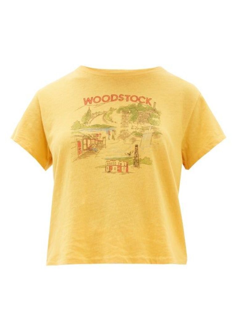 Solid & Striped - X Re/done Woodstock Print Cotton T Shirt - Womens - Yellow
