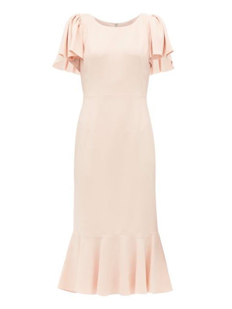 Dolce & Gabbana - Fluted Hem Cady Crepe Midi Dress - Womens - Pink