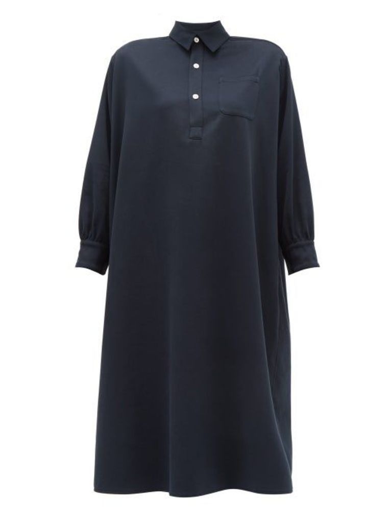 Holiday Boileau - Ines Buttoned Cotton Dress - Womens - Navy