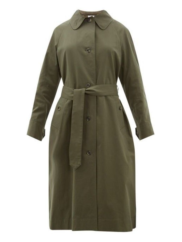 Margaret Howell - Inverted Back Pleat Cotton-twill Trench Coat - Womens - Dark Green