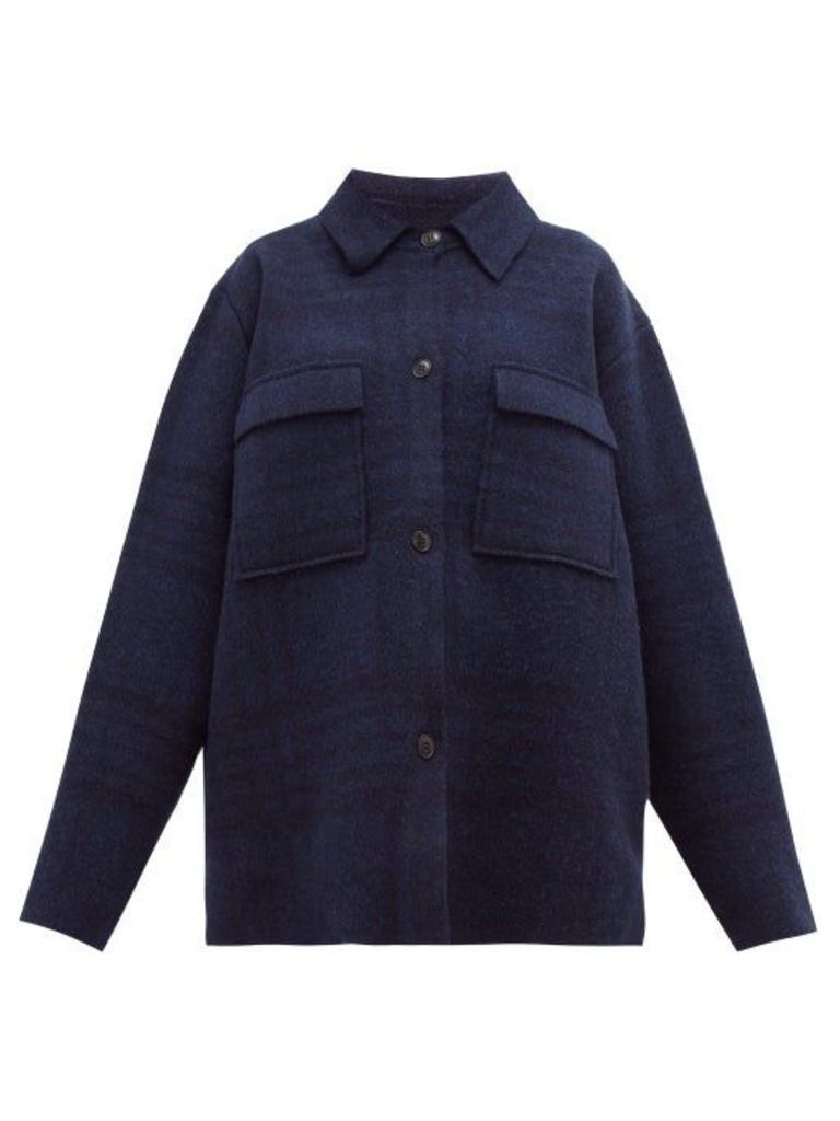 Jacquemus - Maille Oversized Checked Wool Shirt Jacket - Womens - Navy