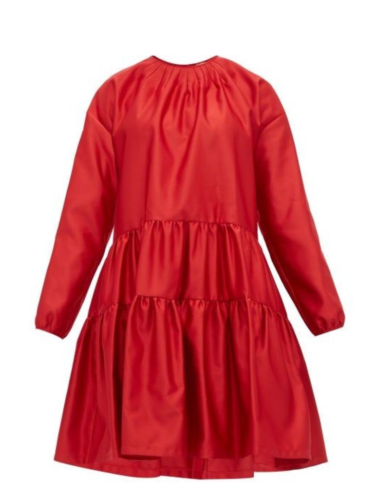 No. 21 - Tiered Satin Dress - Womens - Red
