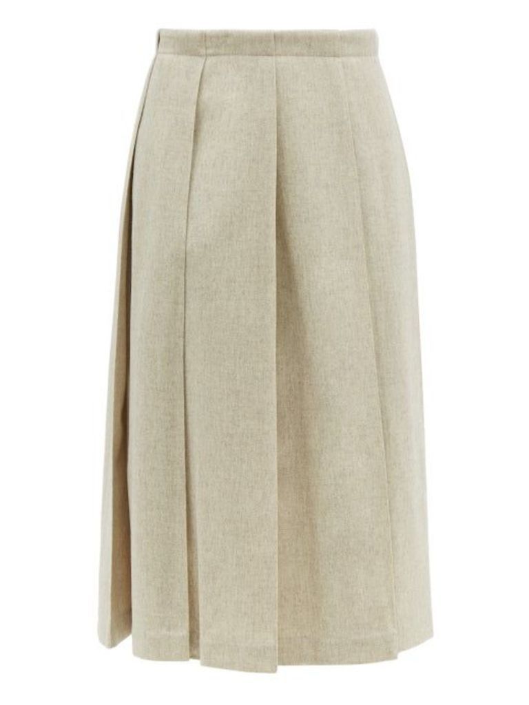 Jil Sander - Tailored Wool-blend Pleated Skirt - Womens - Grey