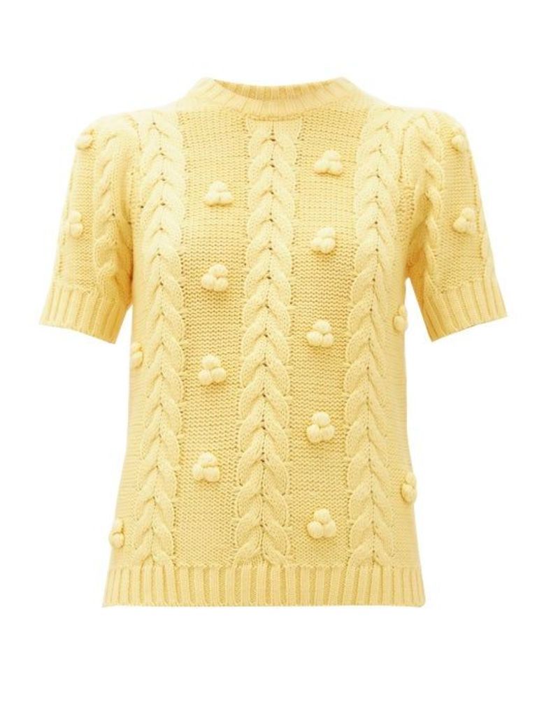 Shrimps - Elea Cable Knit Merino Wool Blend Sweater - Womens - Yellow
