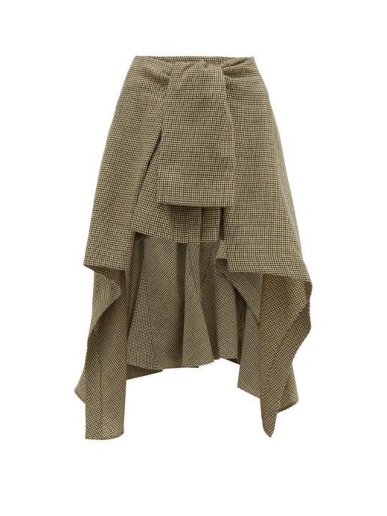 Chloé - Handkerchief-hem Houndstooth Wool Skirt - Womens - Beige Multi