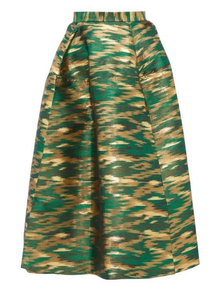 Maison Rabih Kayrouz - Panelled Ikat-jacquard Midi Skirt - Womens - Green Multi