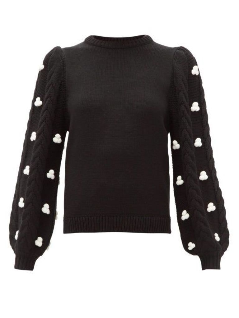 Shrimps - Damon Cable Sleeved Merino Wool Blend Sweater - Womens - Black
