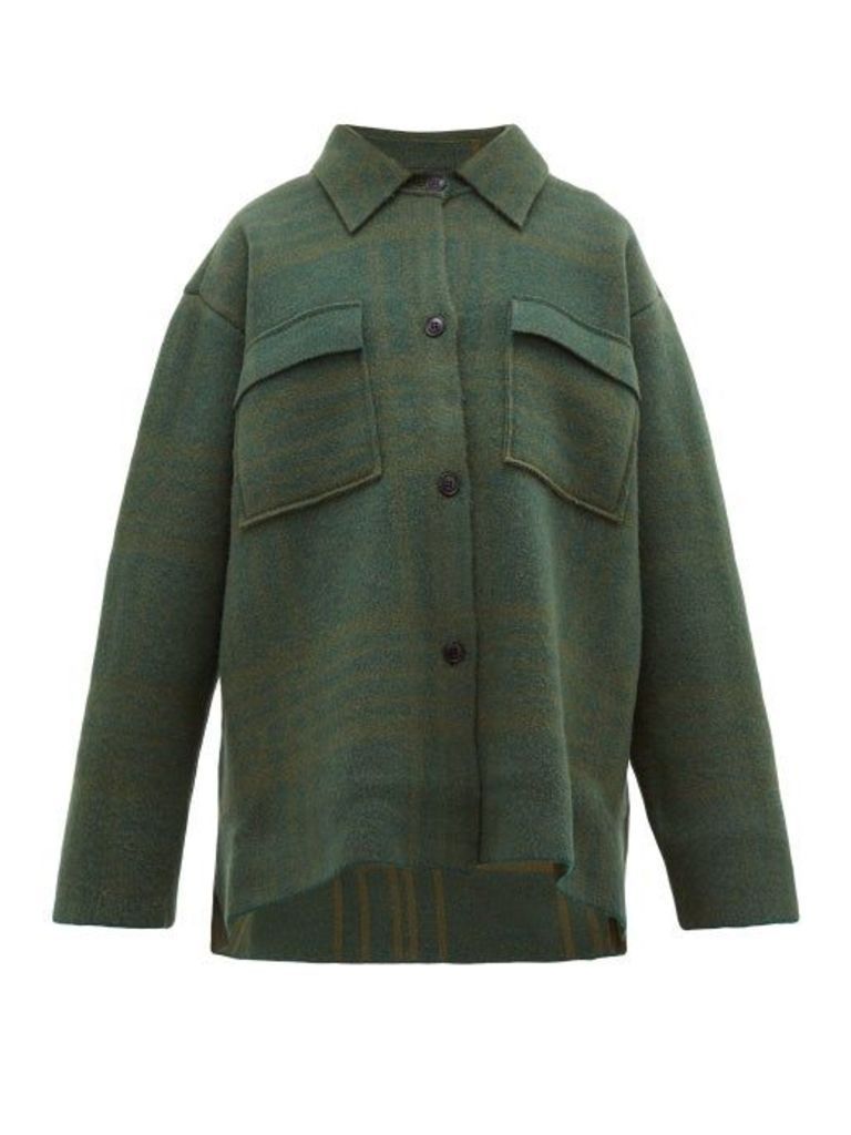 Jacquemus - Maille Oversized Checked Wool Shirt Jacket - Womens - Green