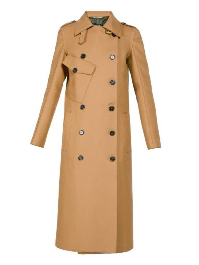 Rochas - Double-breasted Wool-blend Trench Coat - Womens - Beige