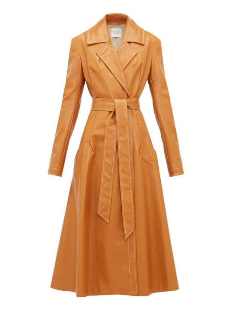 A.w.a.k.e. Mode - Gingerbread Belted Leather Coat - Womens - Orange