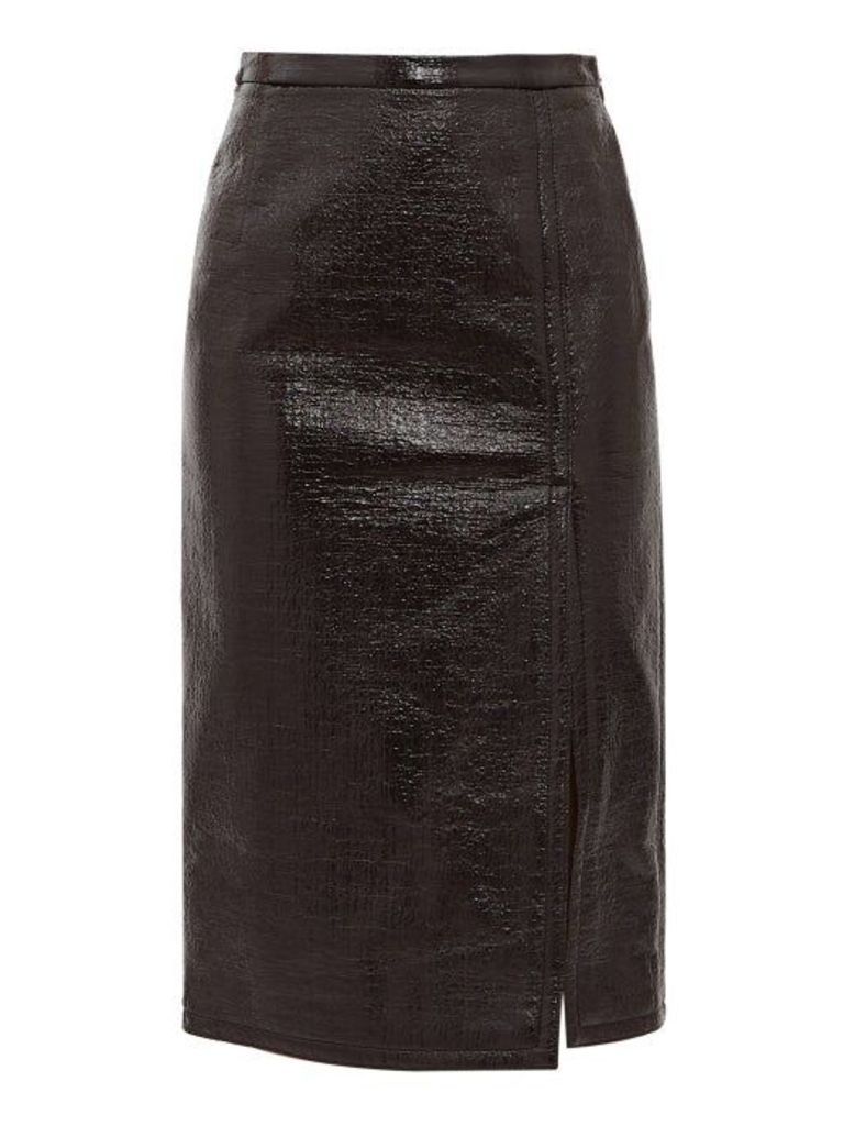 No. 21 - Front-slit Pvc-coated Skirt - Womens - Black