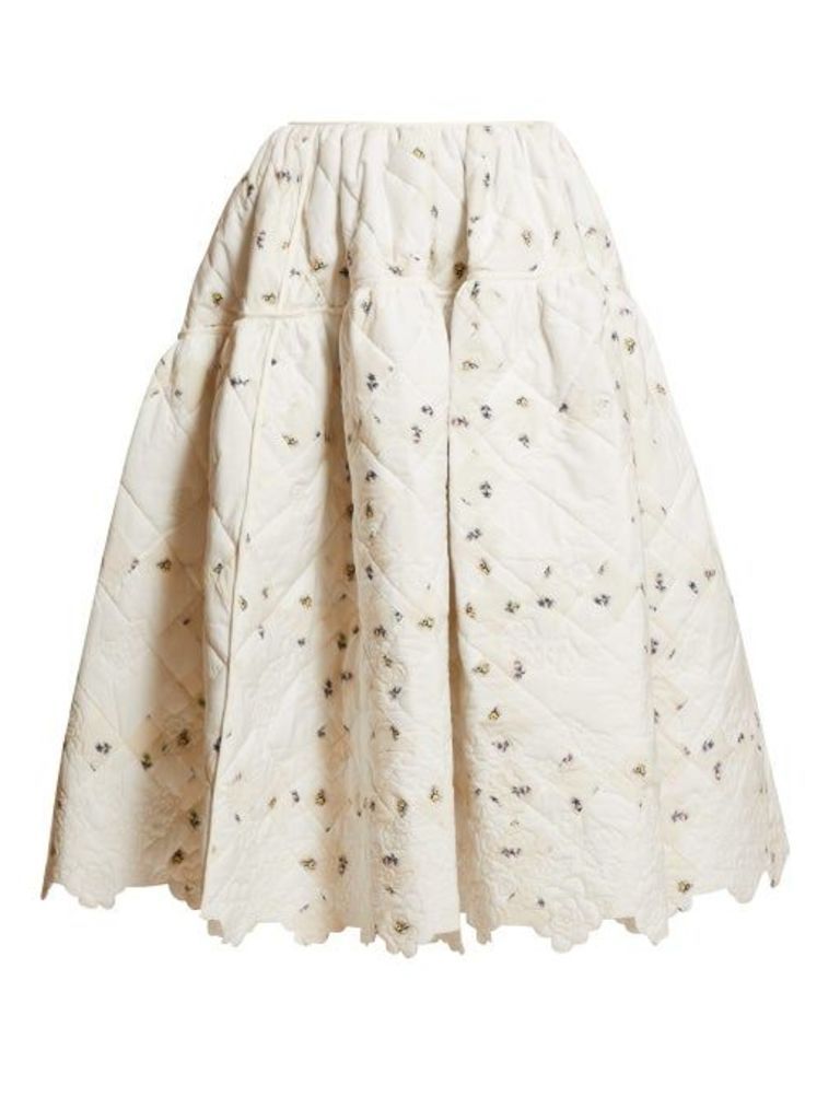 Cecilie Bahnsen - Rosie Quilted Floral-print Cotton Skirt - Womens - Ivory Multi