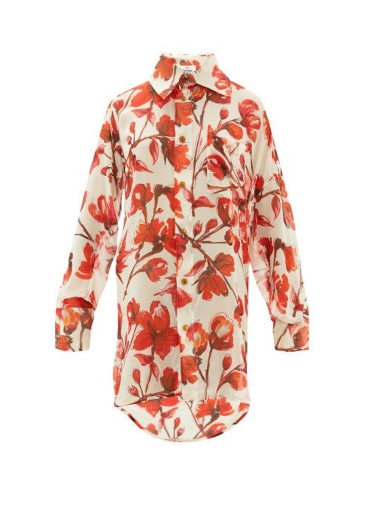 Vivienne Westwood - Lottie Rose Printed Silk-georgette Shirt - Womens - Cream Multi