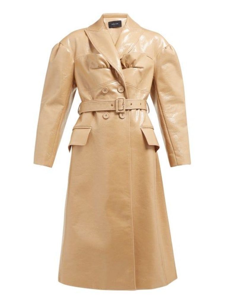 Simone Rocha - Double-breasted Laminated Wool-blend Coat - Womens - Camel