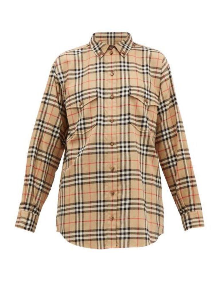 Burberry - Turnstone House Check Brushed Cotton Shirt - Womens - Beige Multi