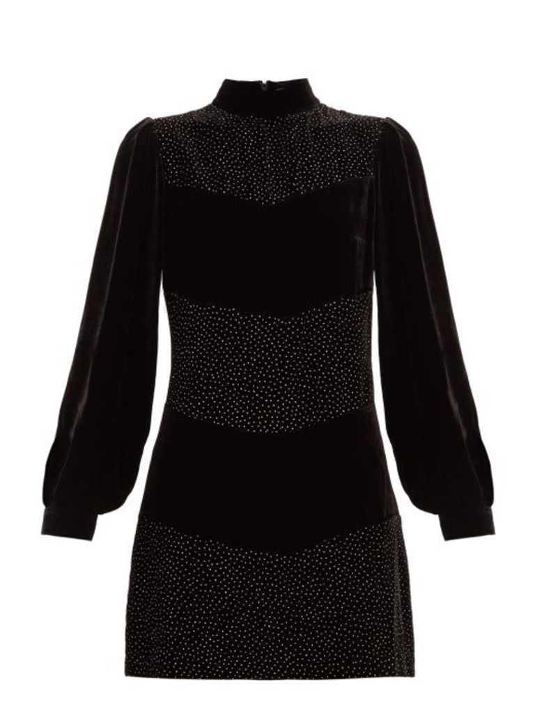 Raquel Diniz - Chloe Crystal-embellished Velvet Mini Dress - Womens - Black Silver