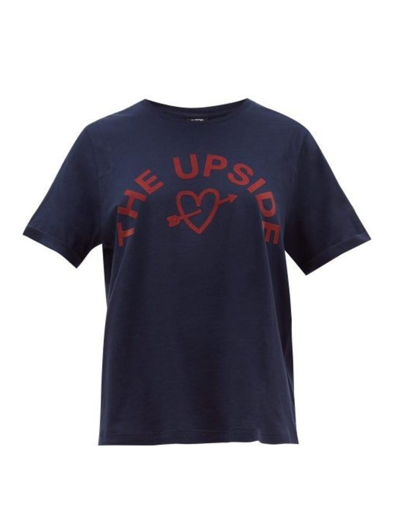 The Upside - Heart Logo-pint Cotton T-shirt - Womens - Navy