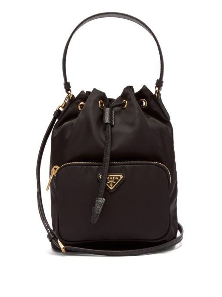 Prada - Nylon And Leather Bucket Bag - Womens - Black