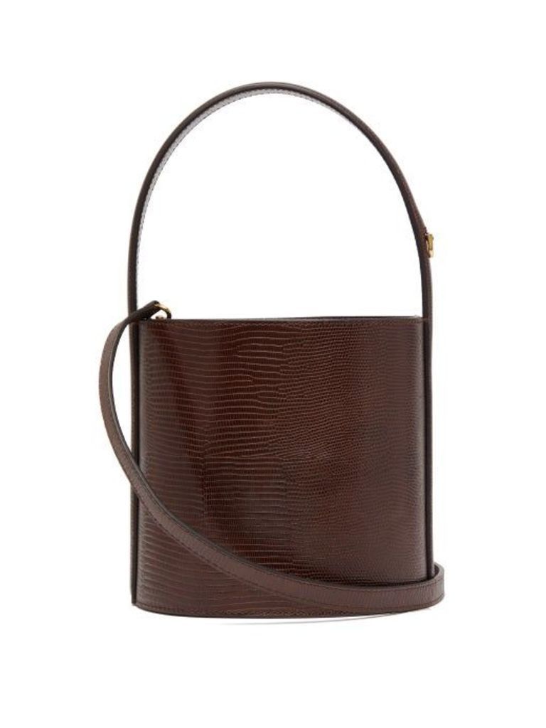 Staud - Bissett Lizard-effect Leather Bucket Bag - Womens - Brown
