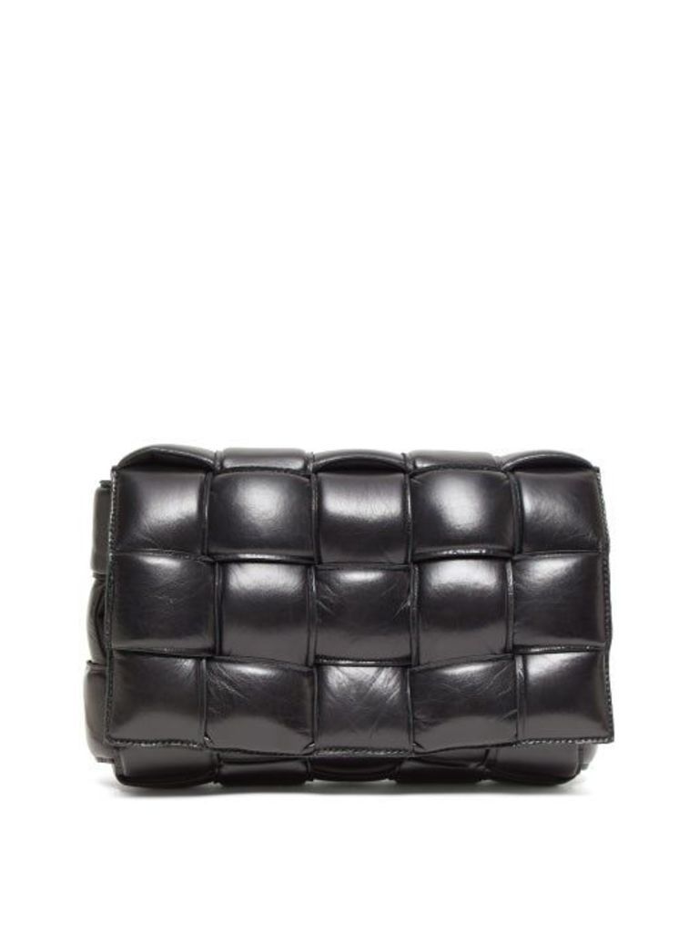 Bottega Veneta - Padded Cassette Intrecciato Leather Shoulder Bag - Womens - Black