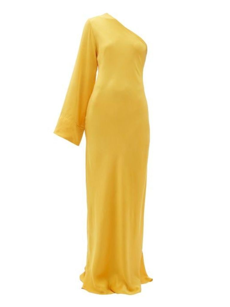 Worme - One-shoulder Silk Maxi Dress - Womens - Yellow