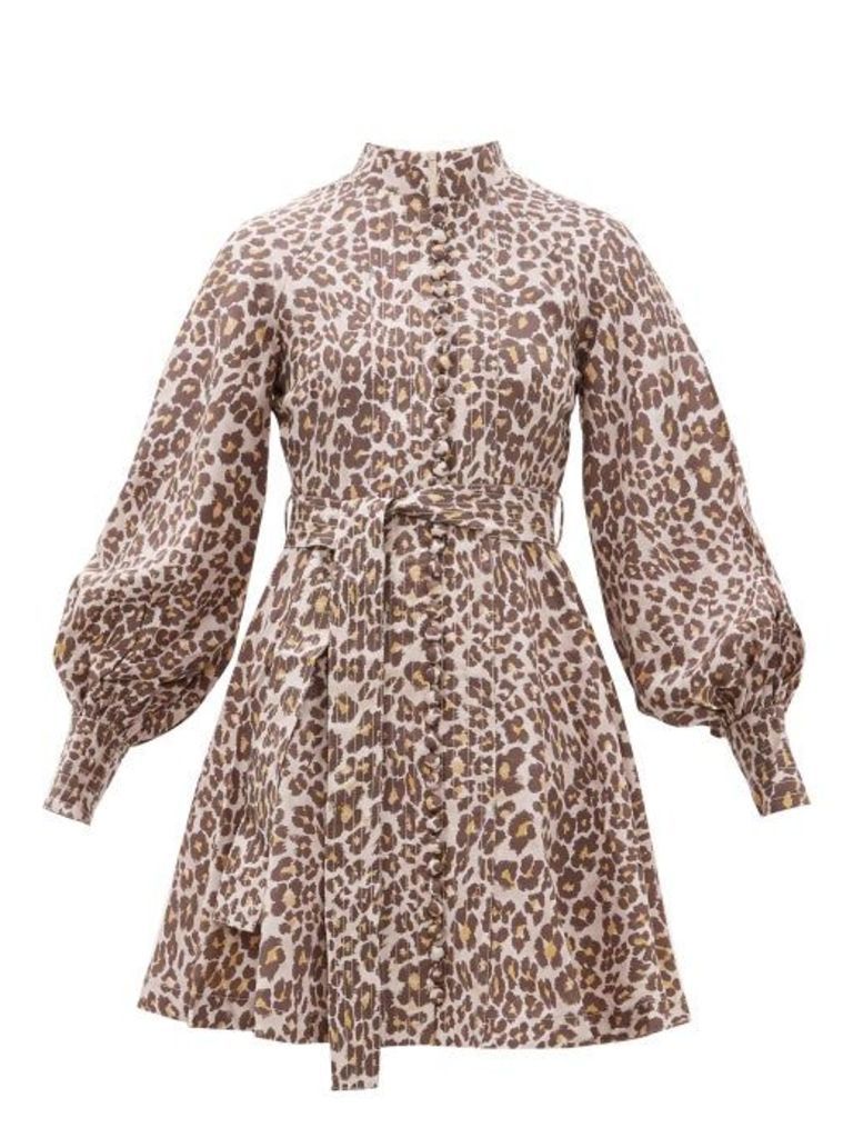 Zimmermann - Sabotage Leopard-print Silk Mini Dress - Womens - Leopard