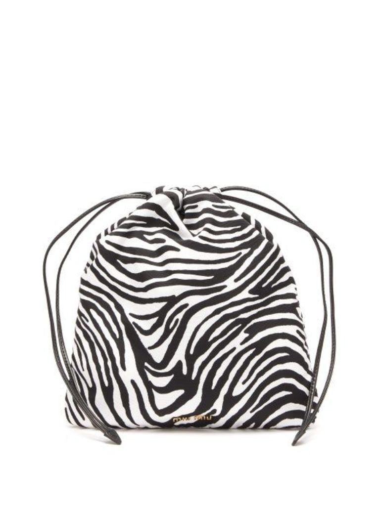 Miu Miu - Zebra-print Drawstring Wash Bag - Womens - Black Multi