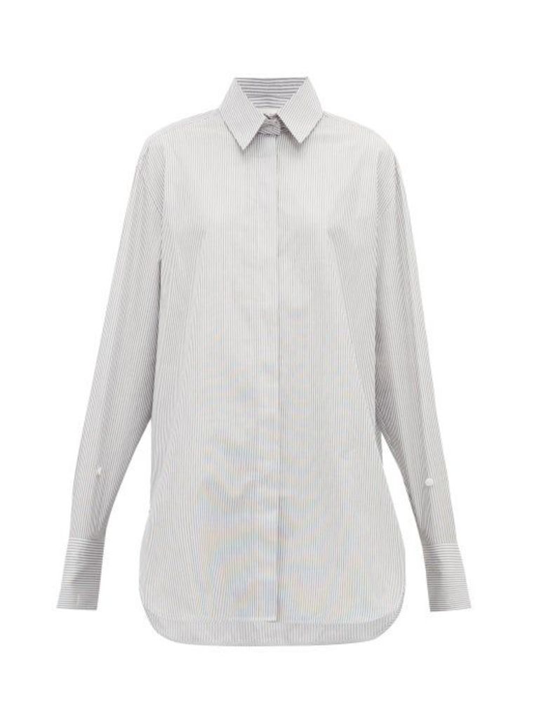 The Row - Pedro Step Hem Striped Cotton Oxford Shirt - Womens - Black White