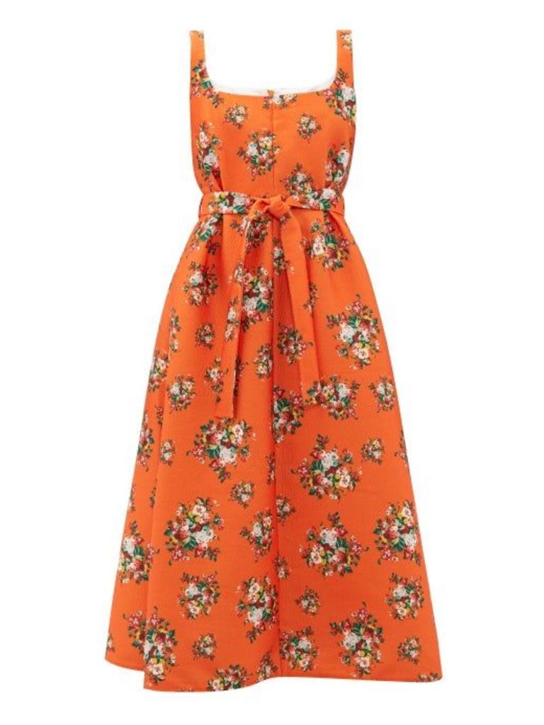 Emilia Wickstead - Shelly Floral-print Cloqué Dress - Womens - Orange Multi