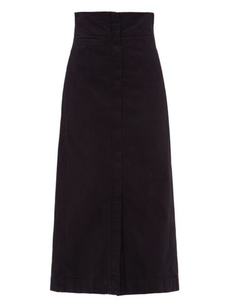 Lemaire - High-rise Garment-dyed Denim Skirt - Womens - Black