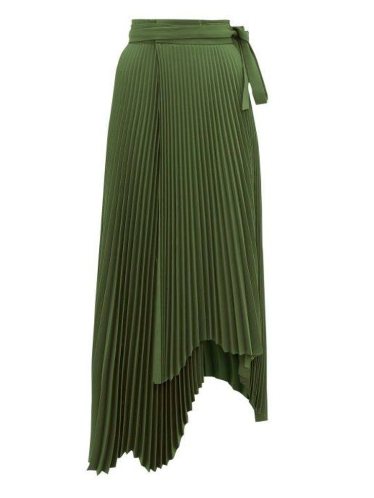A.w.a.k.e. Mode - Doric High-rise Pleated Midi Skirt - Womens - Dark Green